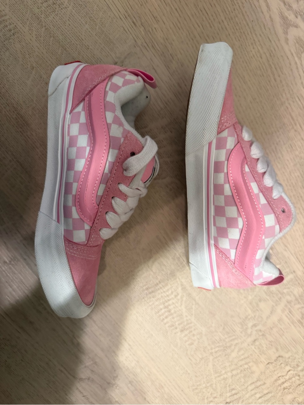 Vans Kids Pink and White Checkerboard Old Skool Sneakers